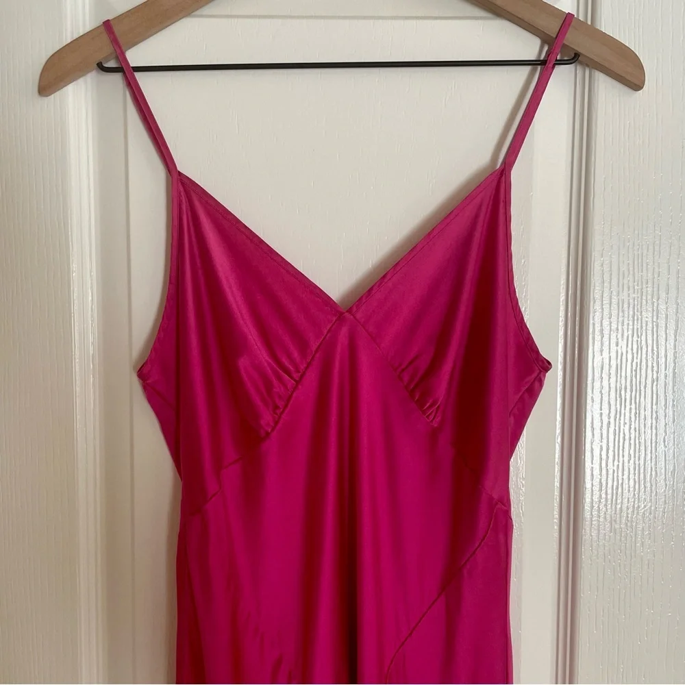 Vintage Y2K Rare Victoria Secret 100% Silk Hot Pink Maxi Slip Dress Nightgown - Picture 10 of 12